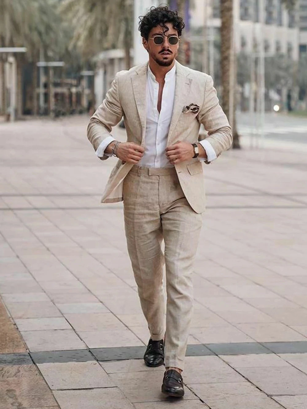 Men Linen Formal Wear - Costume d'été en lin pour homme,