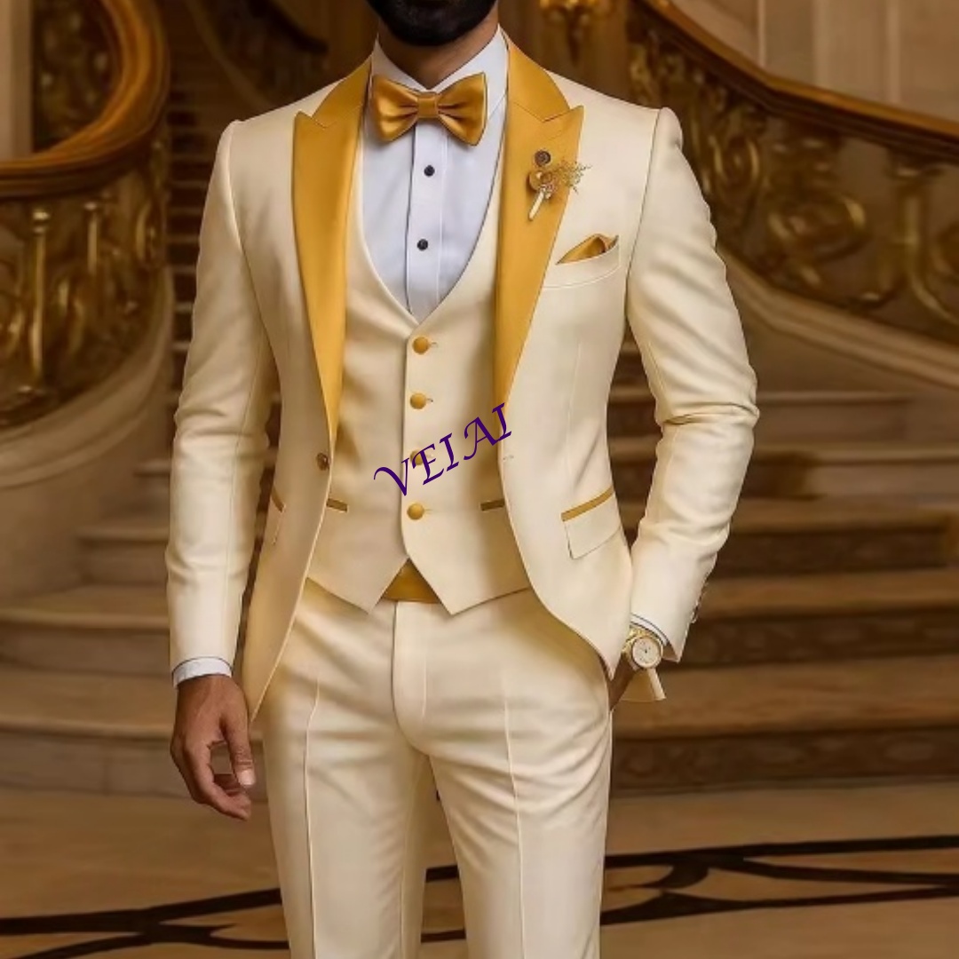 Men'S Formal Wear Accessories - Costume pour hommes, col doré, ivoire,