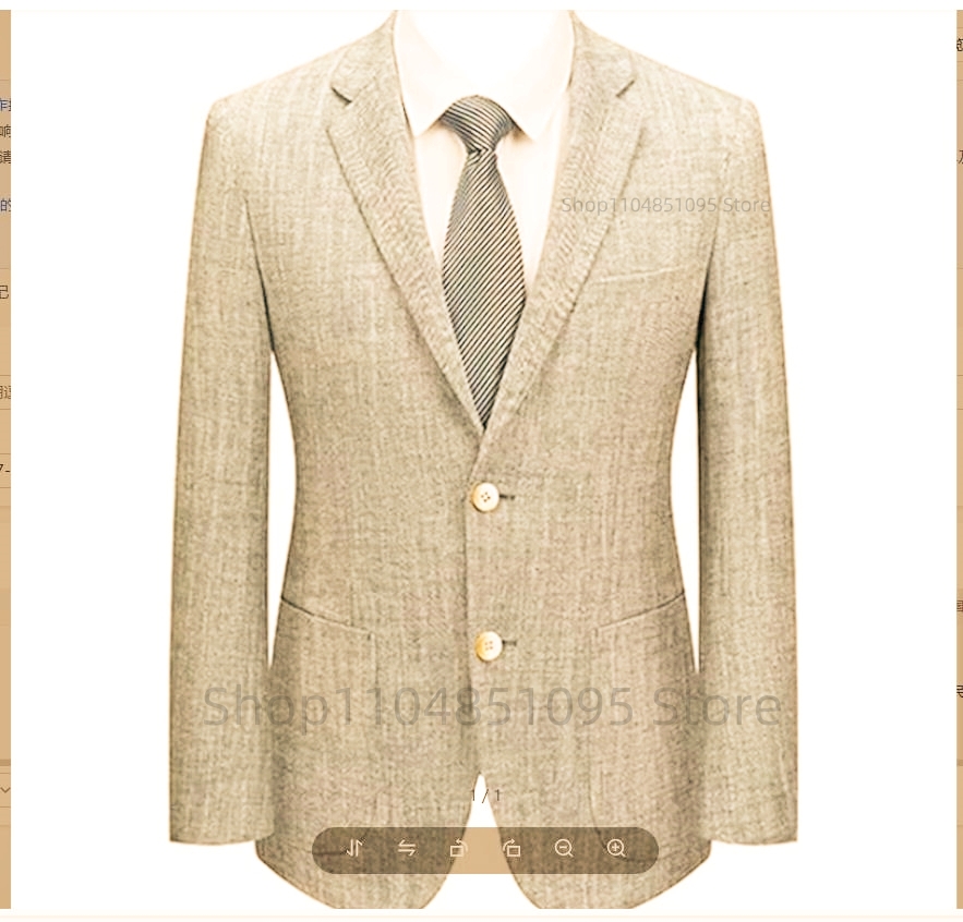 Men Linen Formal Wear - Blazer de costume en lin ajusté