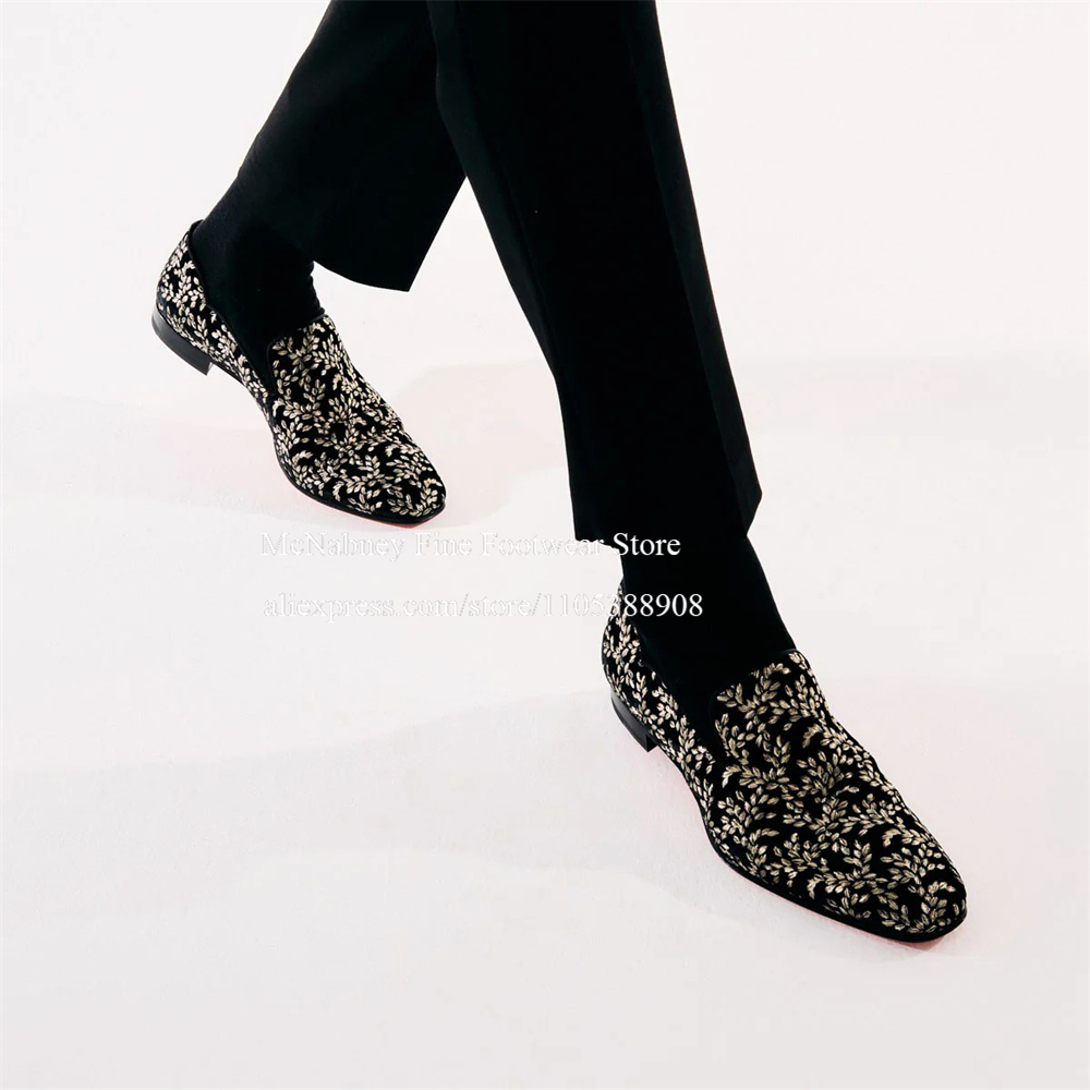 Men Formal Party Wear Dress - Mocassins noirs en velours de soie