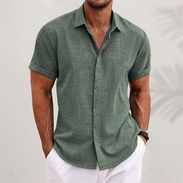 Men Linen Formal Wear - Mode homme décontracté couleur unie chemises