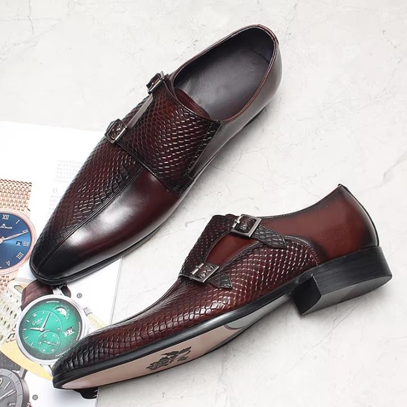 Scale - Men Formals & Ethnic Wear - Chaussures à double boucle motif écailles