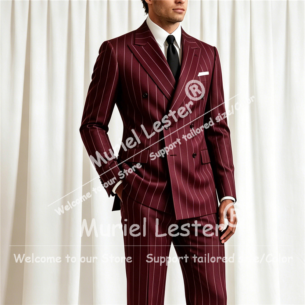 Men'S Formal Wear Attire - Costume élégant à rayures pour homme,