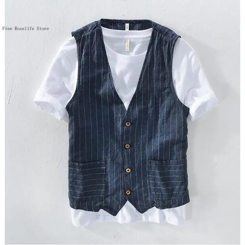 Gilet en lin décontracté brita - Men Linen Formal Wear avis et prix