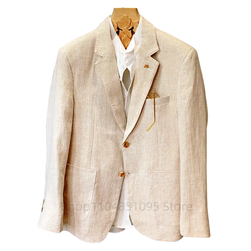 Blazers en lin beige pour homm - Men Linen Formal Wear avis et prix