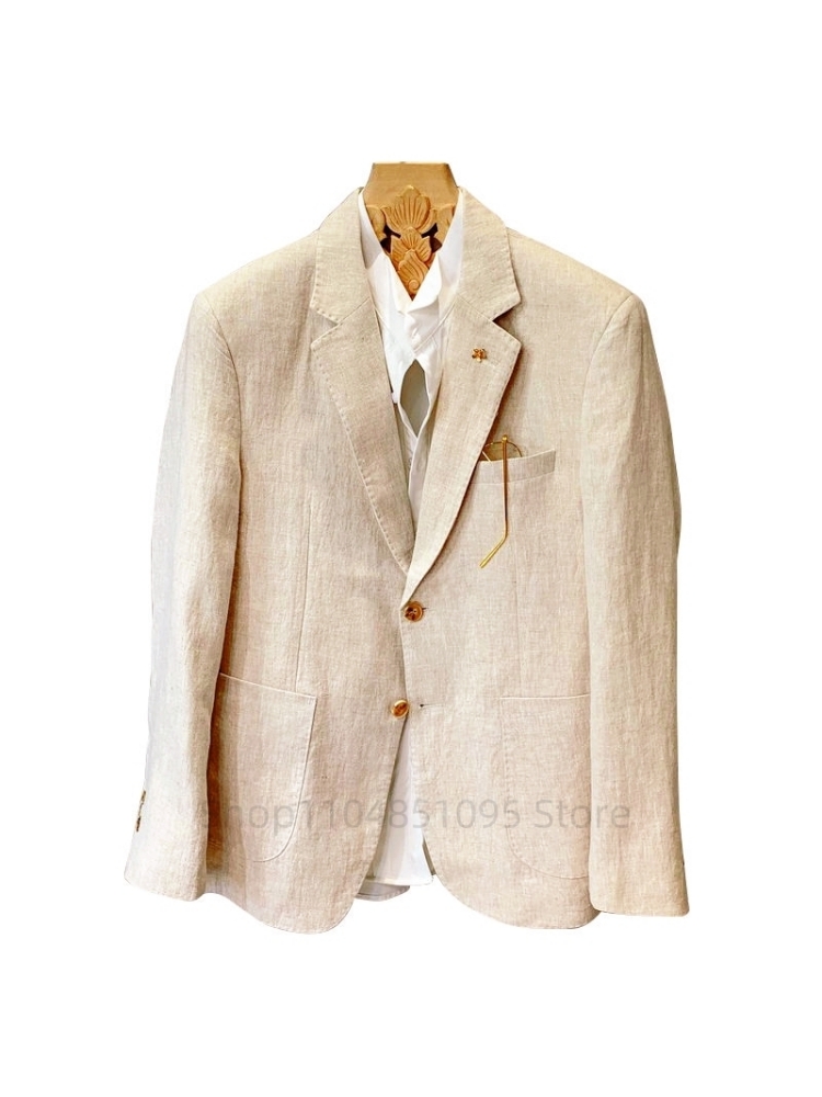 Blazers en lin beige pour homm - Men Linen Formal Wear avis et prix