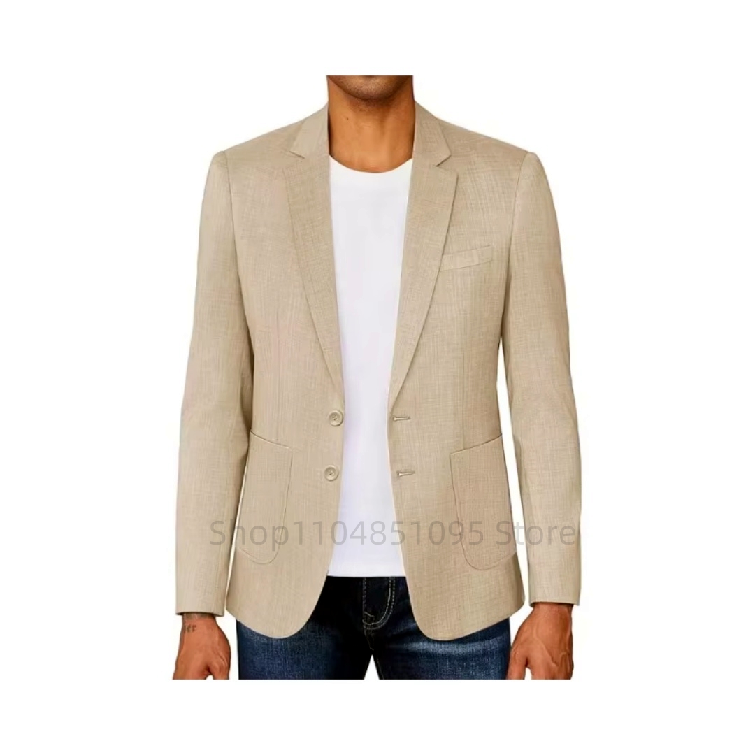 Blazer en lin beige/bleu pour  - Men Linen Formal Wear avis et prix