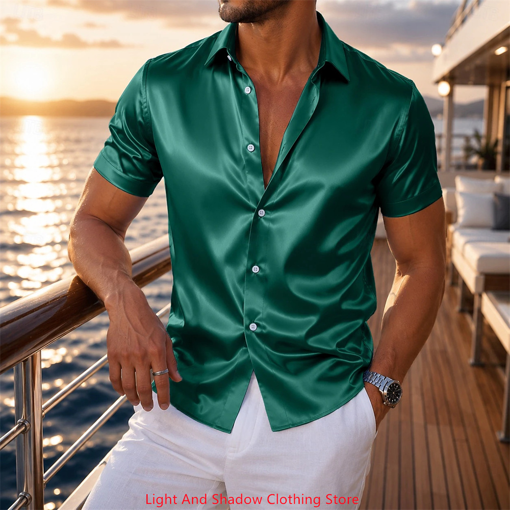 Chemise en satin à manches cou - Men Formal Party Wear Dress avis et prix