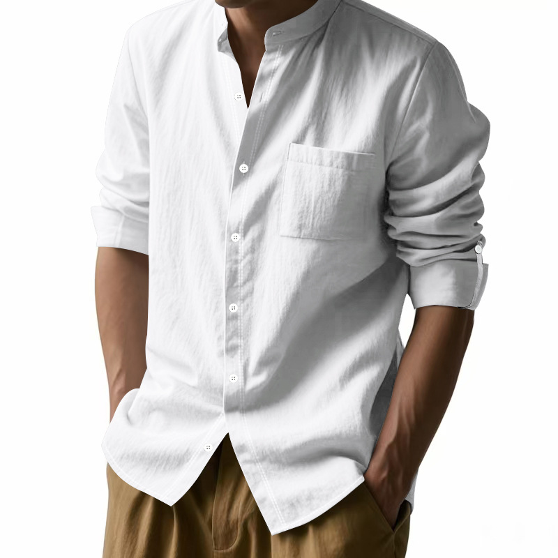 Chemise à col montant en lin p - Men Linen Formal Wear avis et prix