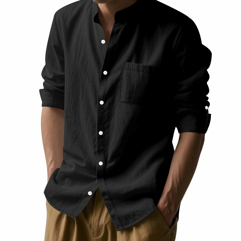 Chemise à col montant en lin p - Men Linen Formal Wear avis et prix