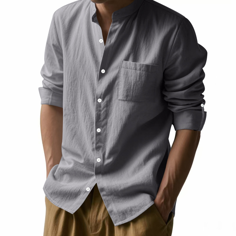 Chemise à col montant en lin p - Men Linen Formal Wear avis et prix