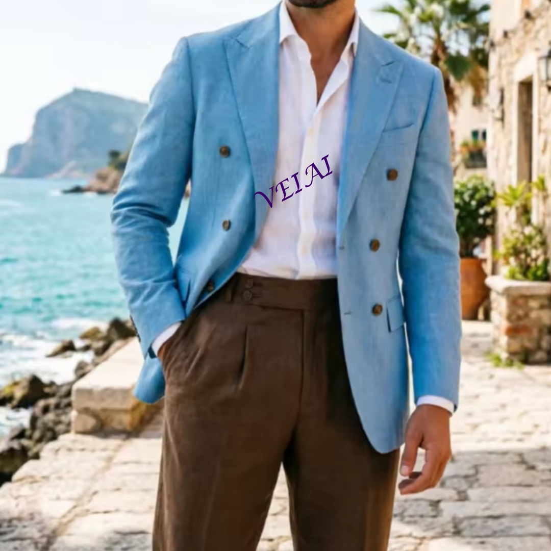 Costume Homme Croisé 2 Pièces  - Men Linen Formal Wear avis et prix